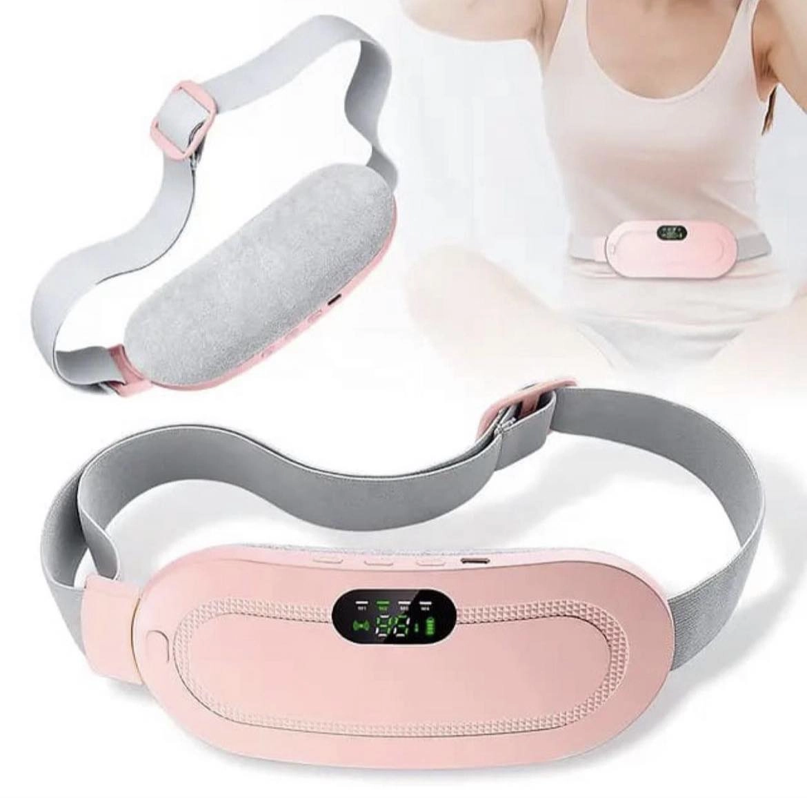 خفيف آلام الدورة الشهرية  Menstrual Heating Pad, Heating Pad for Period Cramps, Period Cramp Relief Device with 3 Heat Levels and 4 Vibration Modes Wearable Rechargeable Cordless Heating Pad, Gifts for Women and Girl