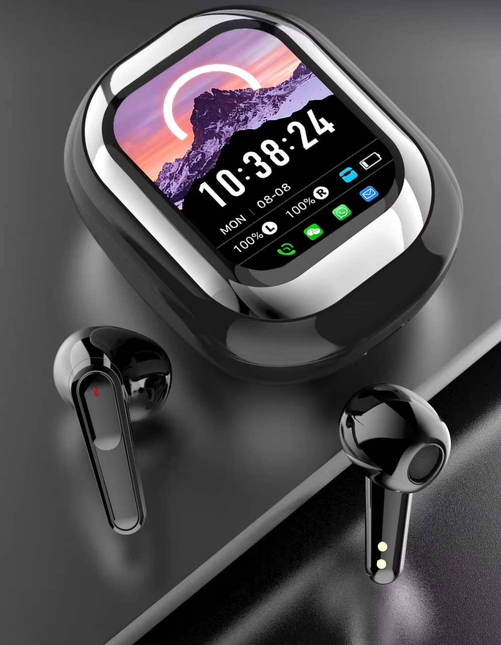 سماعة الأذن الذكية بشاشة لمس ملونة