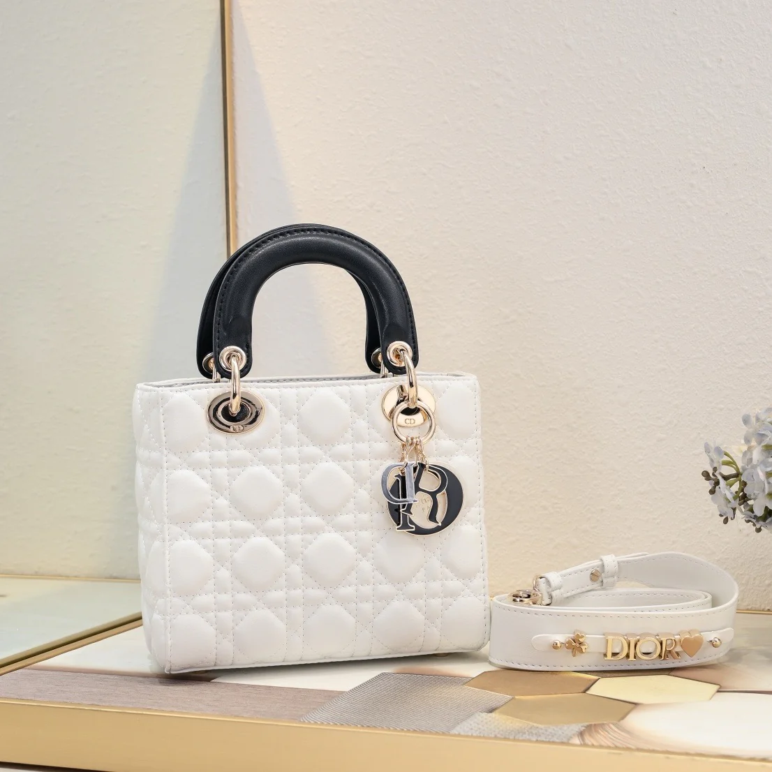 Dior Small Lady Dior Bag white