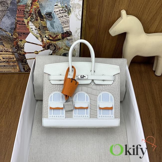 Faubourg Birkin Bag In White Crocodile 20cm