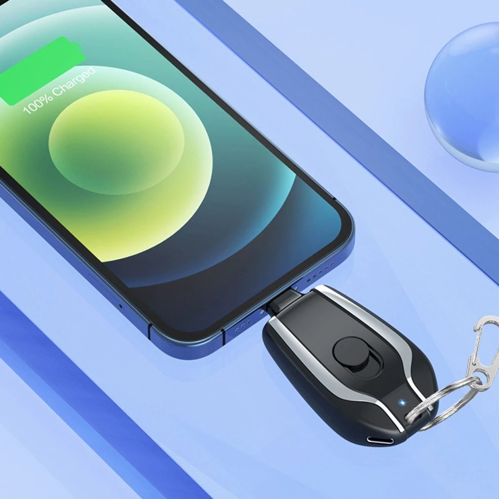 Mini Keychain Power Bank Emergency (2in1 iPhone/Type-C)