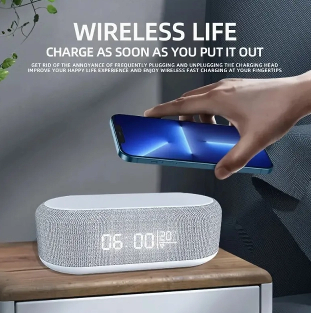 Wireless Charging Station Digital Alarm Clock