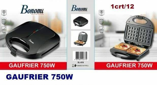 جهاز Gaufrier  تحضير الوافل والساندويتش 2 في 1 Bonomi SL-619 بقوة 750 واط