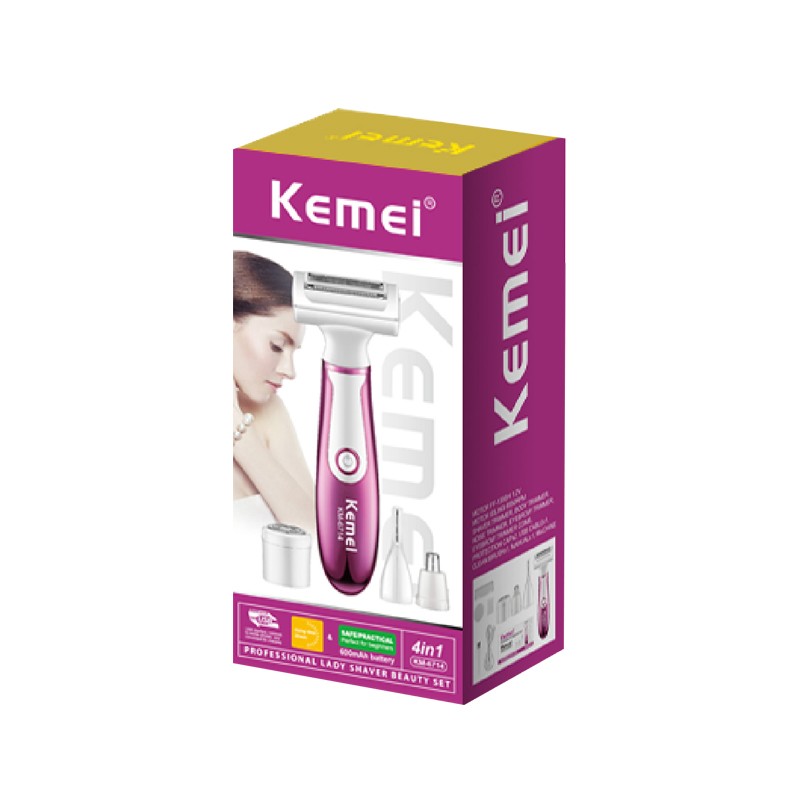 مجموعة Kemei KM-6714 4 في 1 الاحترافية لحلاقة وإزالة الشعر للسيدات