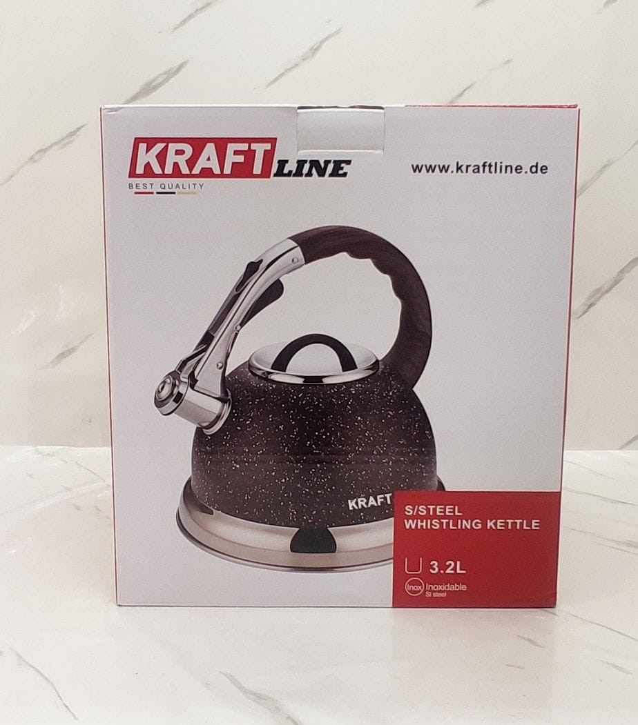 غلاية صفير كرافت لاين Kraft Line Whistling Kettle سعة 3.2 لتر من الفولاذ المقاوم للصدأ بتصميم أنيق