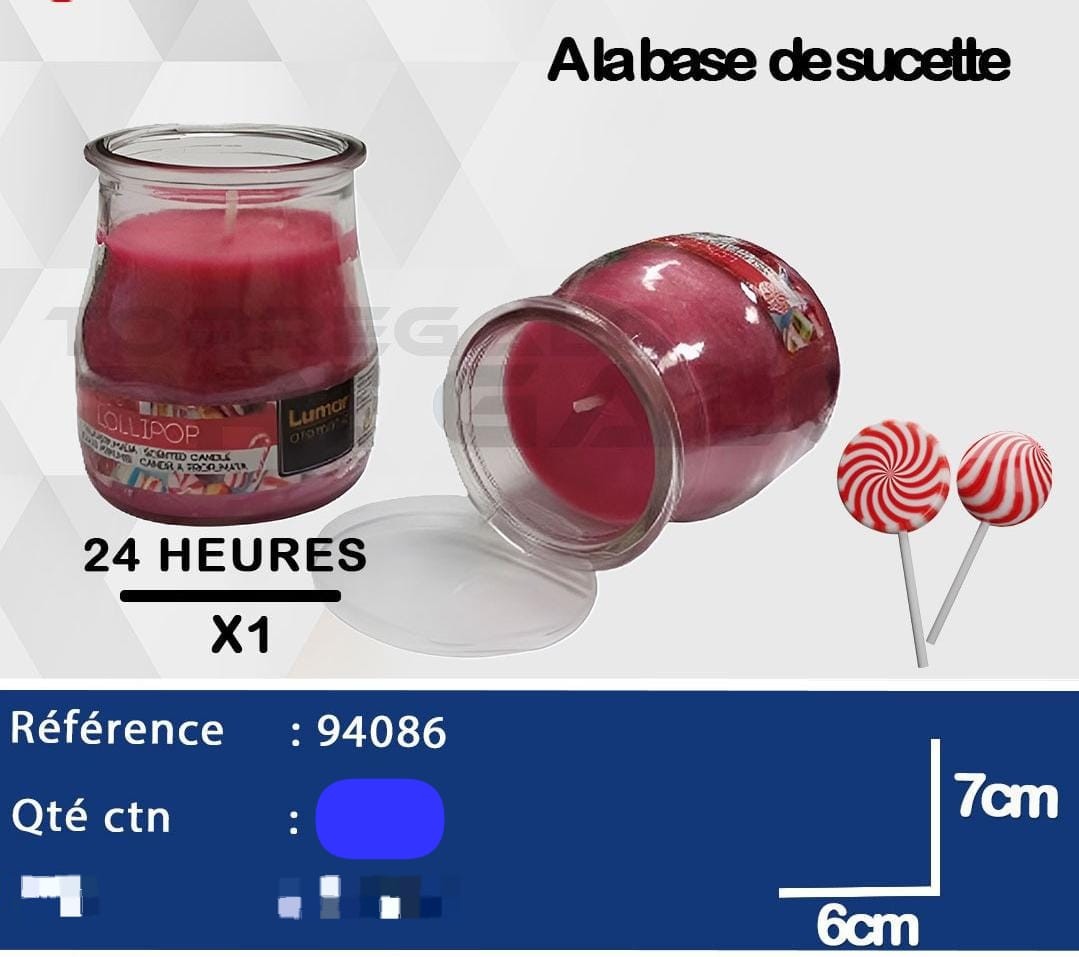 شمعة معطرة برائحة المصاصة (Lollipop) في كوب زجاجي