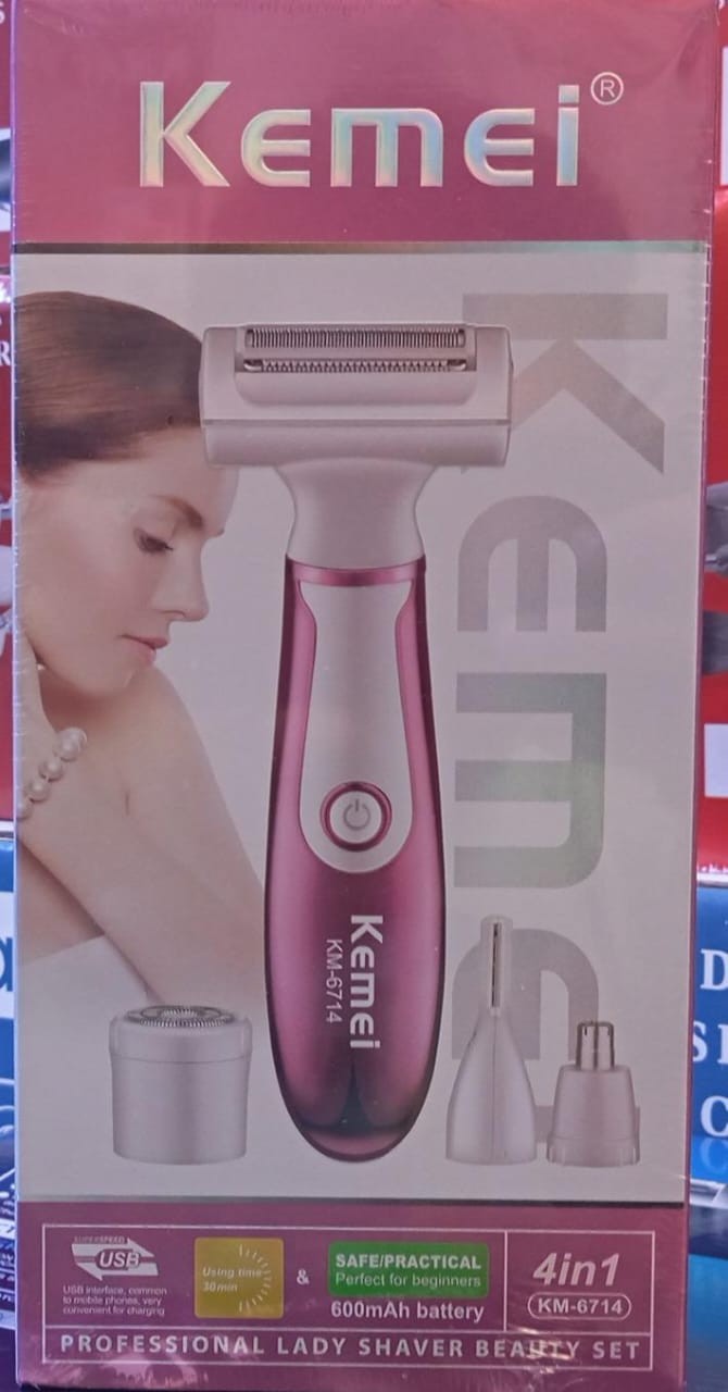 ماكينة الحلاقة 6714 km مجموعة العناية والتجميل النسائية Kemei 4 في 1