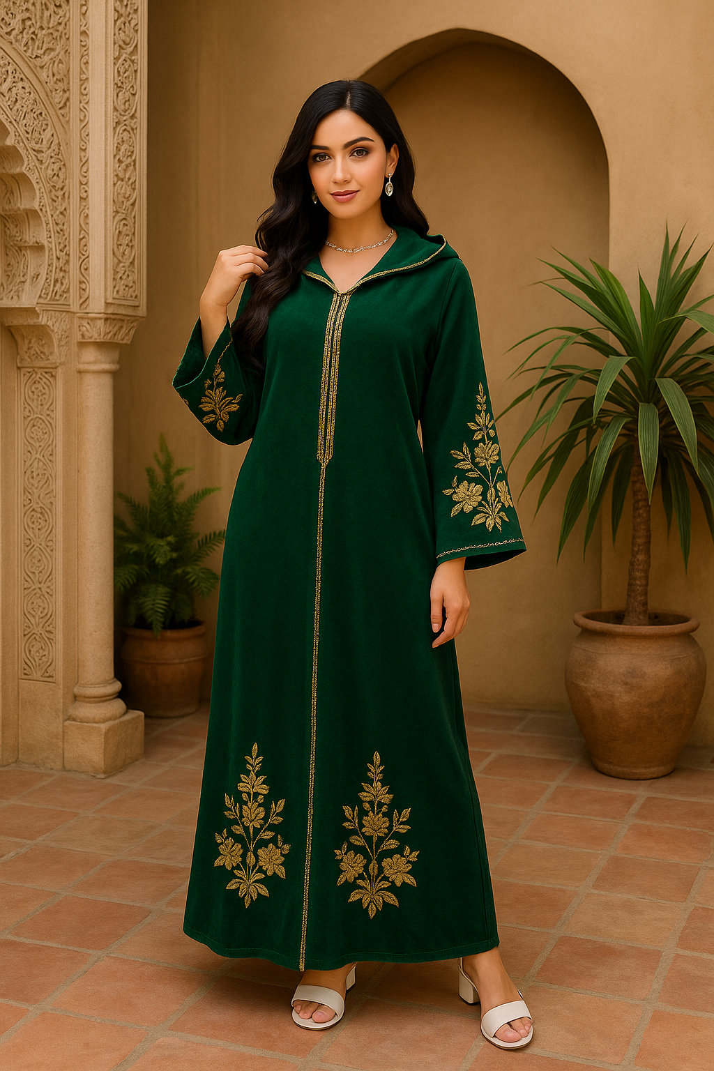 Djellaba Marocaine Chic pour Femme – Broderie Fait Main