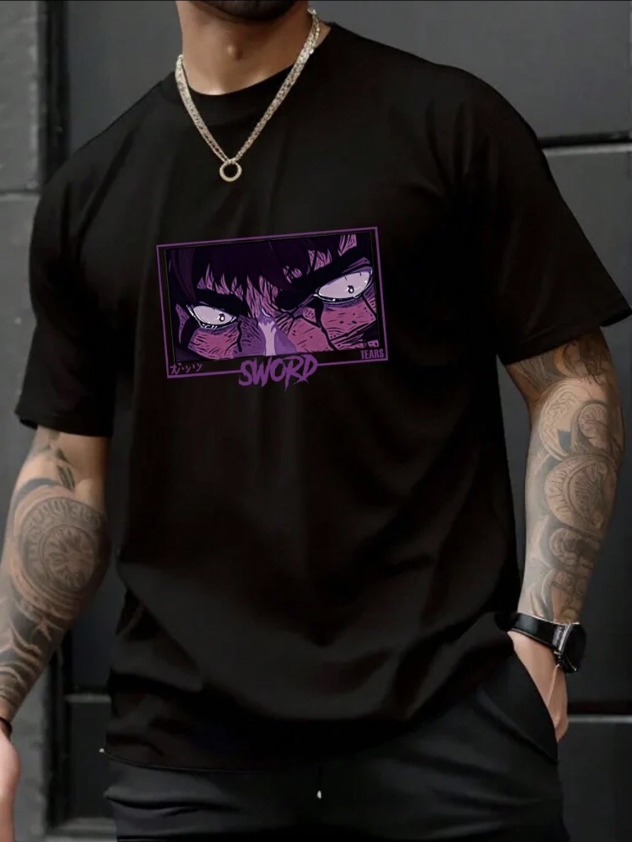 Men's Round Neck Cartoon Character Print Short Sleeve  T-Shirt