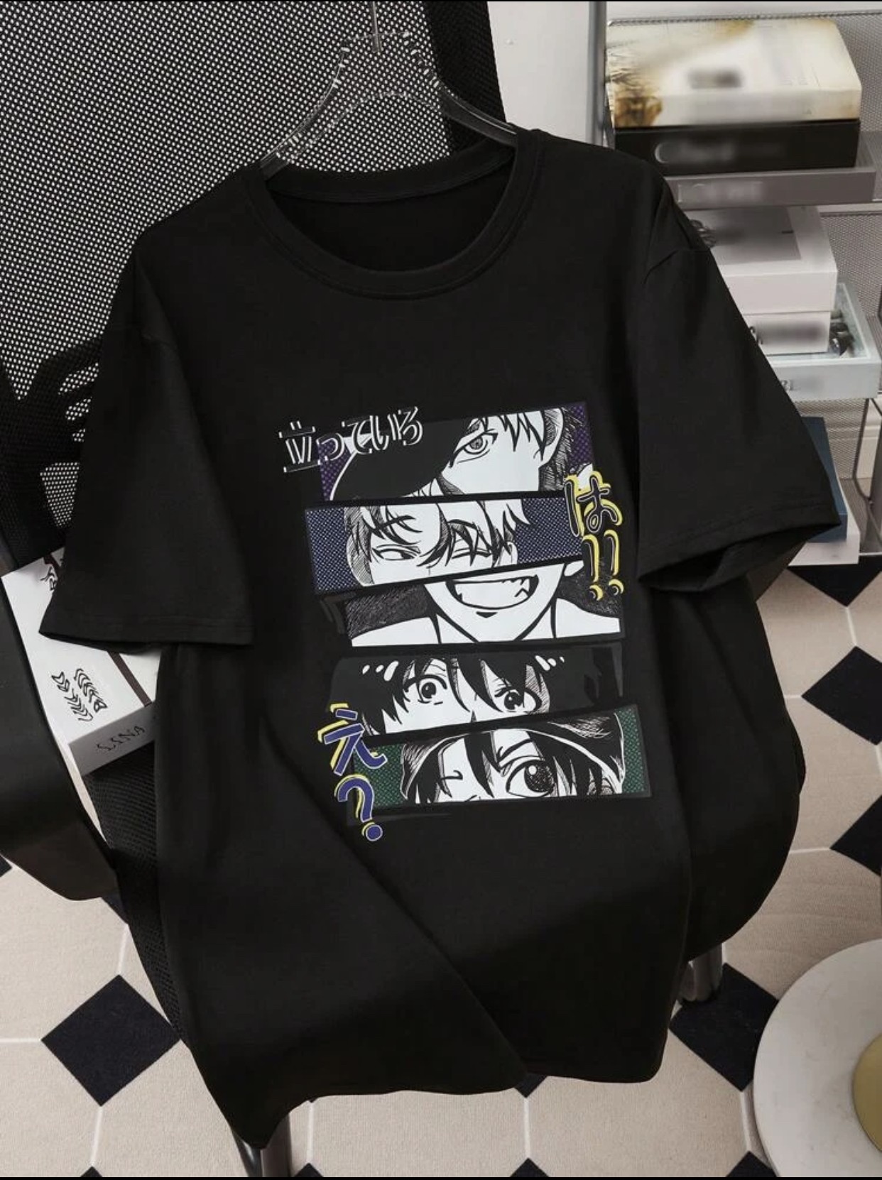 Men Figure & Japanese Character Graphic Tee