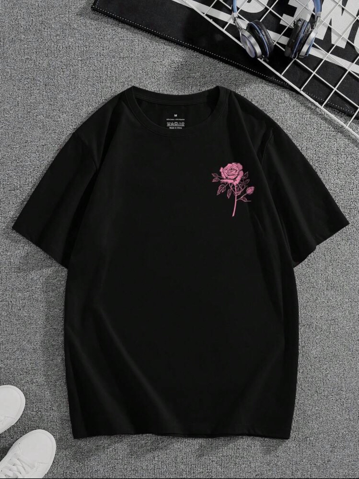 Dauomo Men Floral & Slogan Graphic Tee