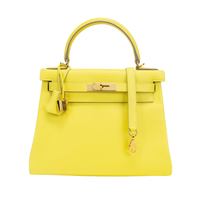 HERMES KELLY COURCHEVEL JAUNE LIM