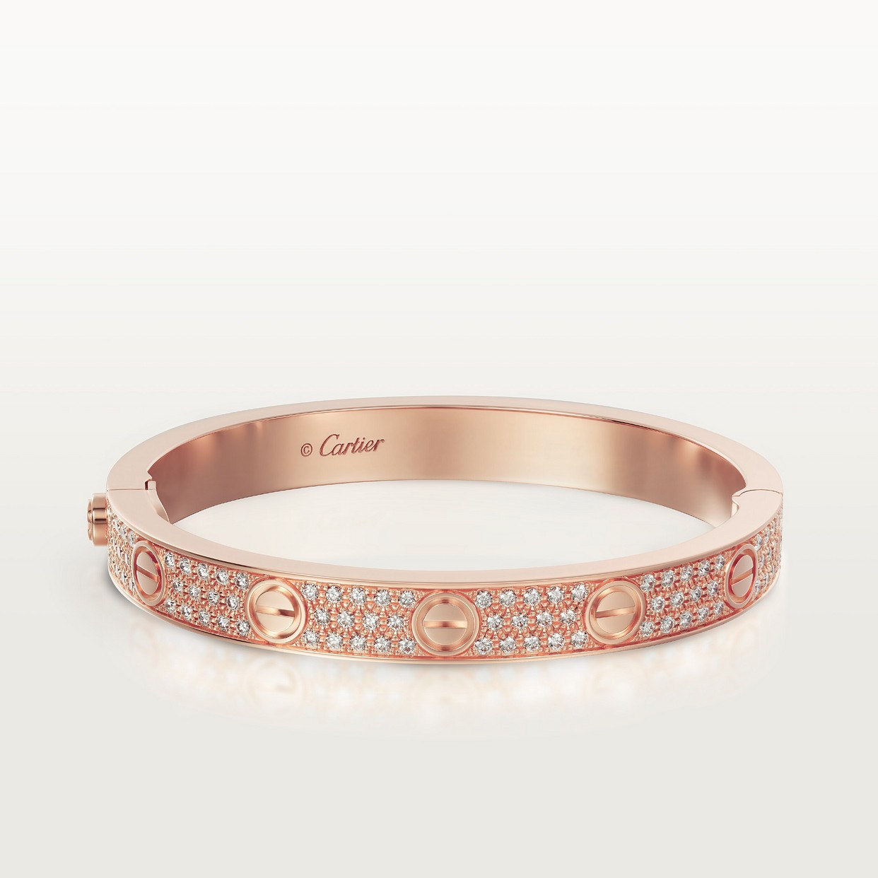 BRACELET CARTIER LOVE MODÉLE CLASSIQUE PAVÉ CÉRAMIQUE ROSE GOLD