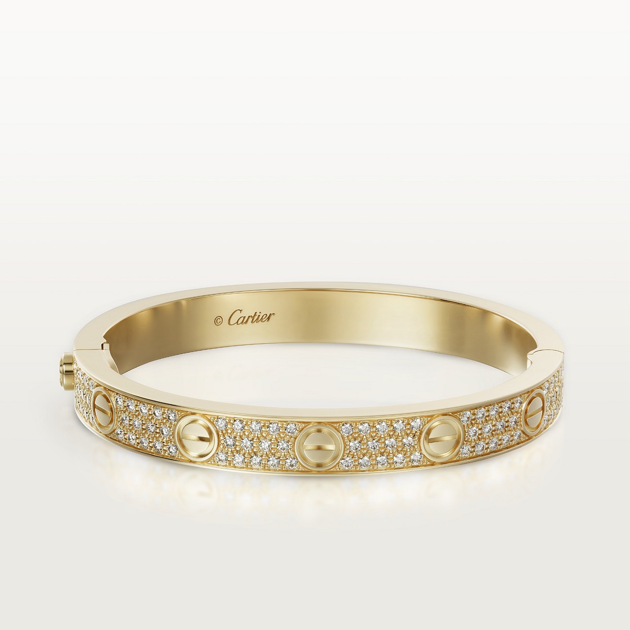BRACELET CARTIER LOVE MODÉLE CLASSIQUE PAVÉ CÉRAMIQUE GOLD