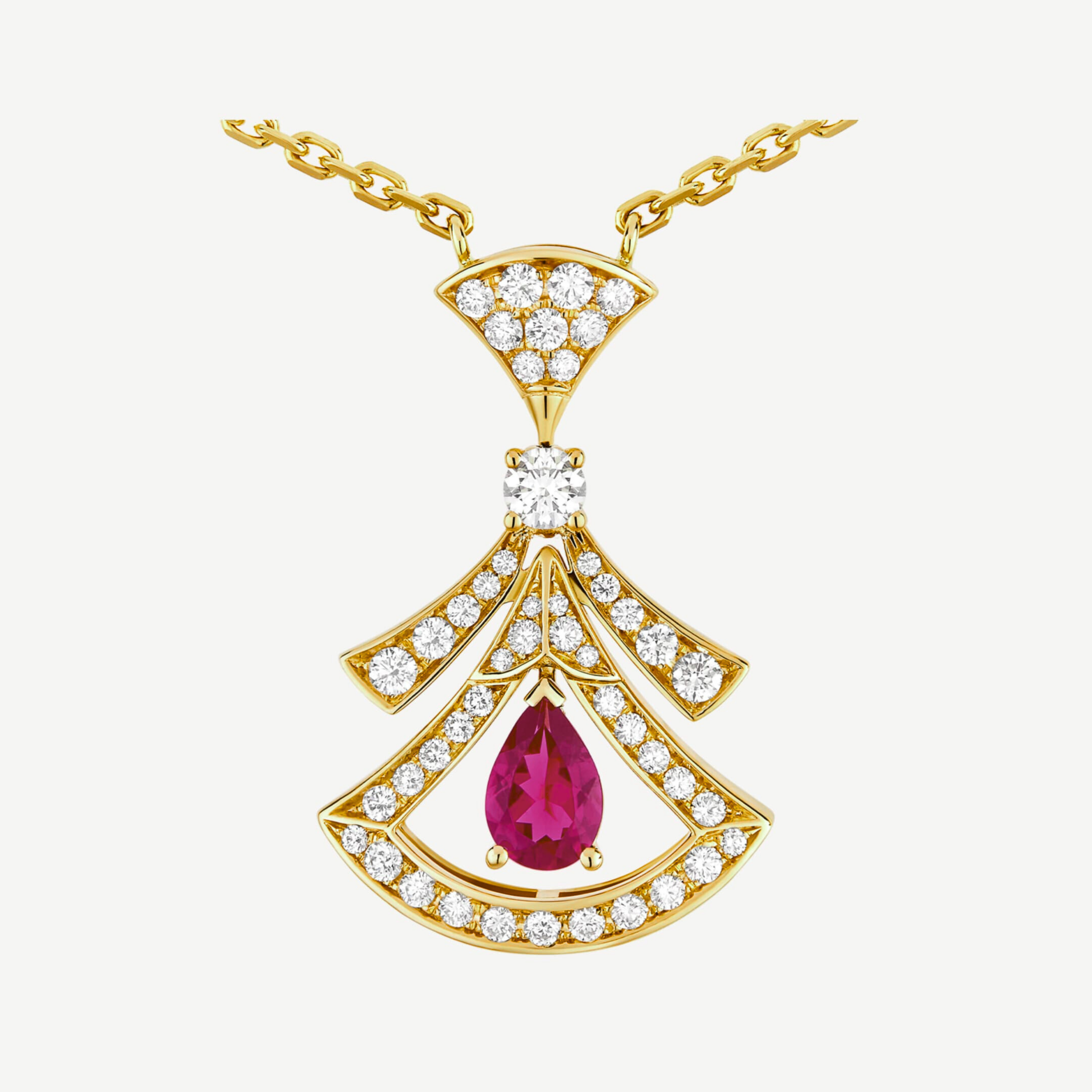 COLLIER BVLGARI DIVAS DREAM ROSE EYE DIAMOND GOLD