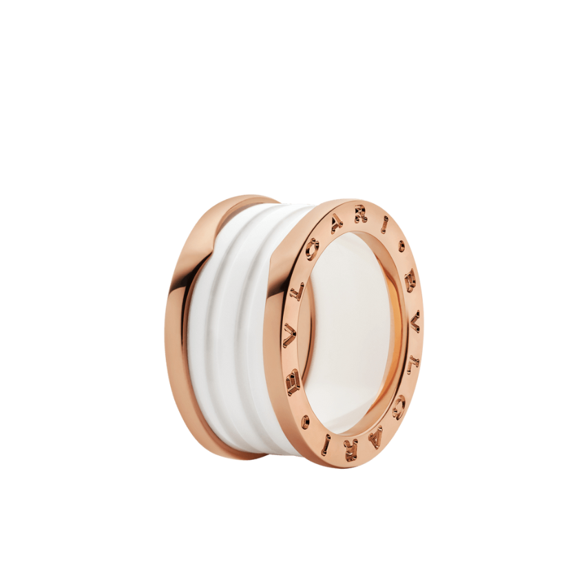BAGUE BVLGARI B.ZERO1 CERAMIC BLANC ROSE GOLD
