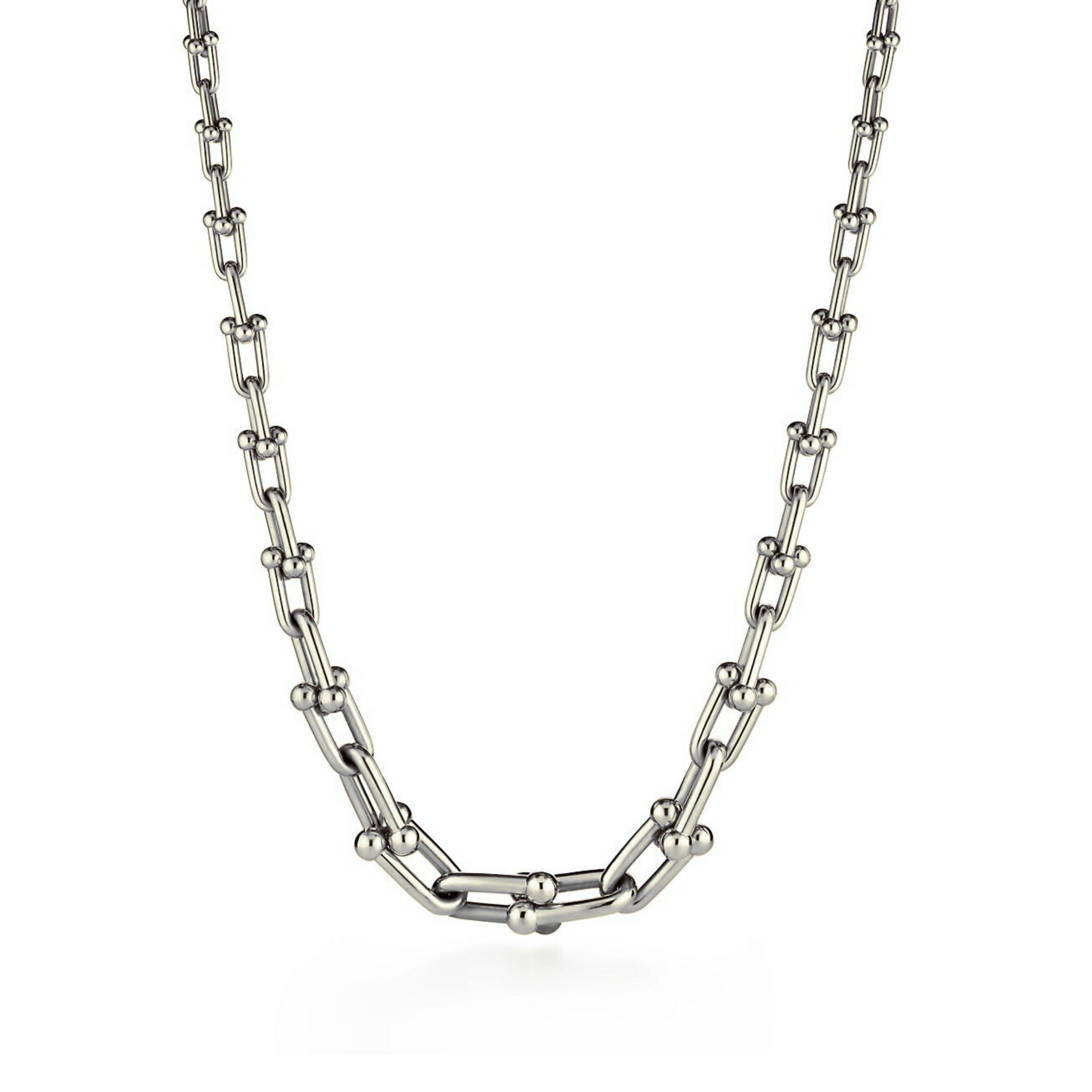 COLLIER GRADUATED LINK NECKLACE WHITE GOLD