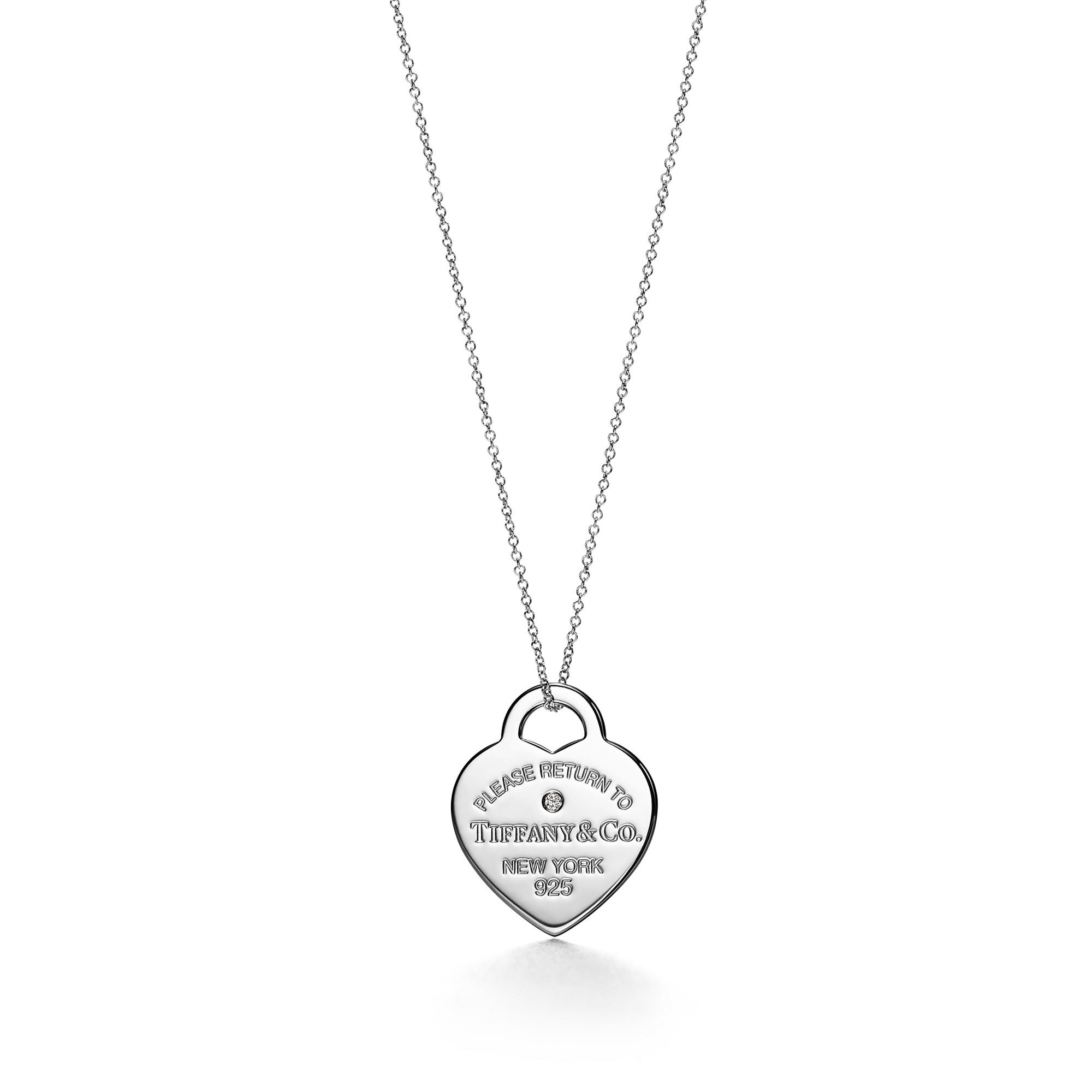 COLLIER RETURN TO TIFFANY ™ PENDENTIF DOUBLE PLAQUE COEUR WHITE GOLD