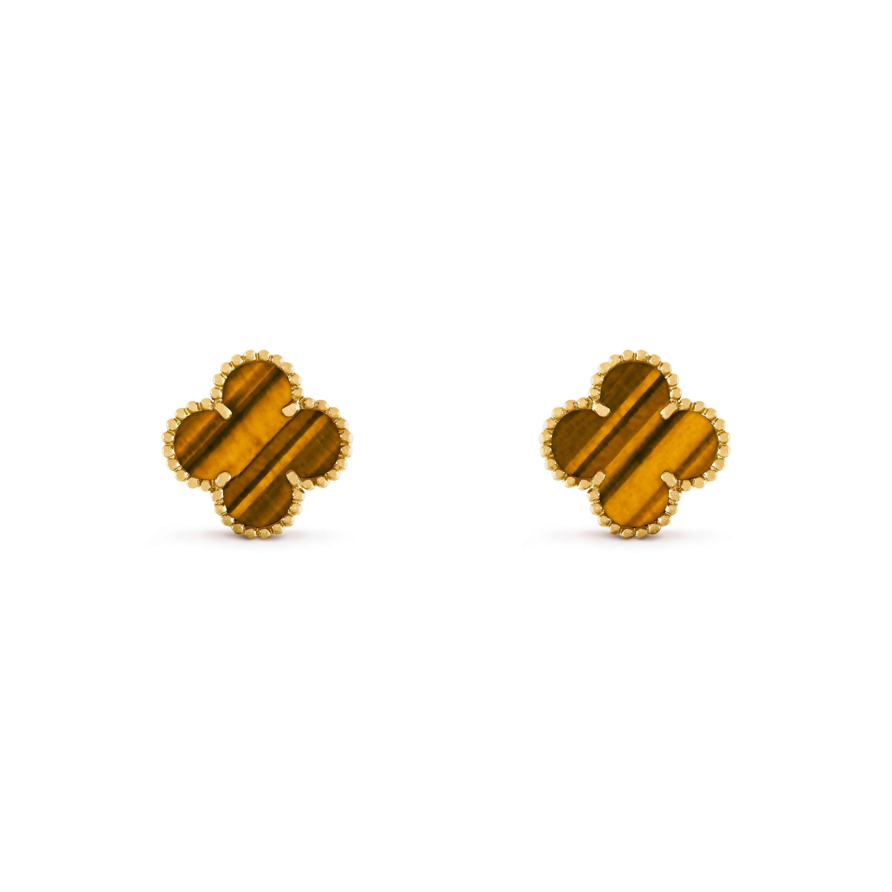 BOUCLE VAN CLEEF VINTAGE ALHAMBRA TIGER EYE