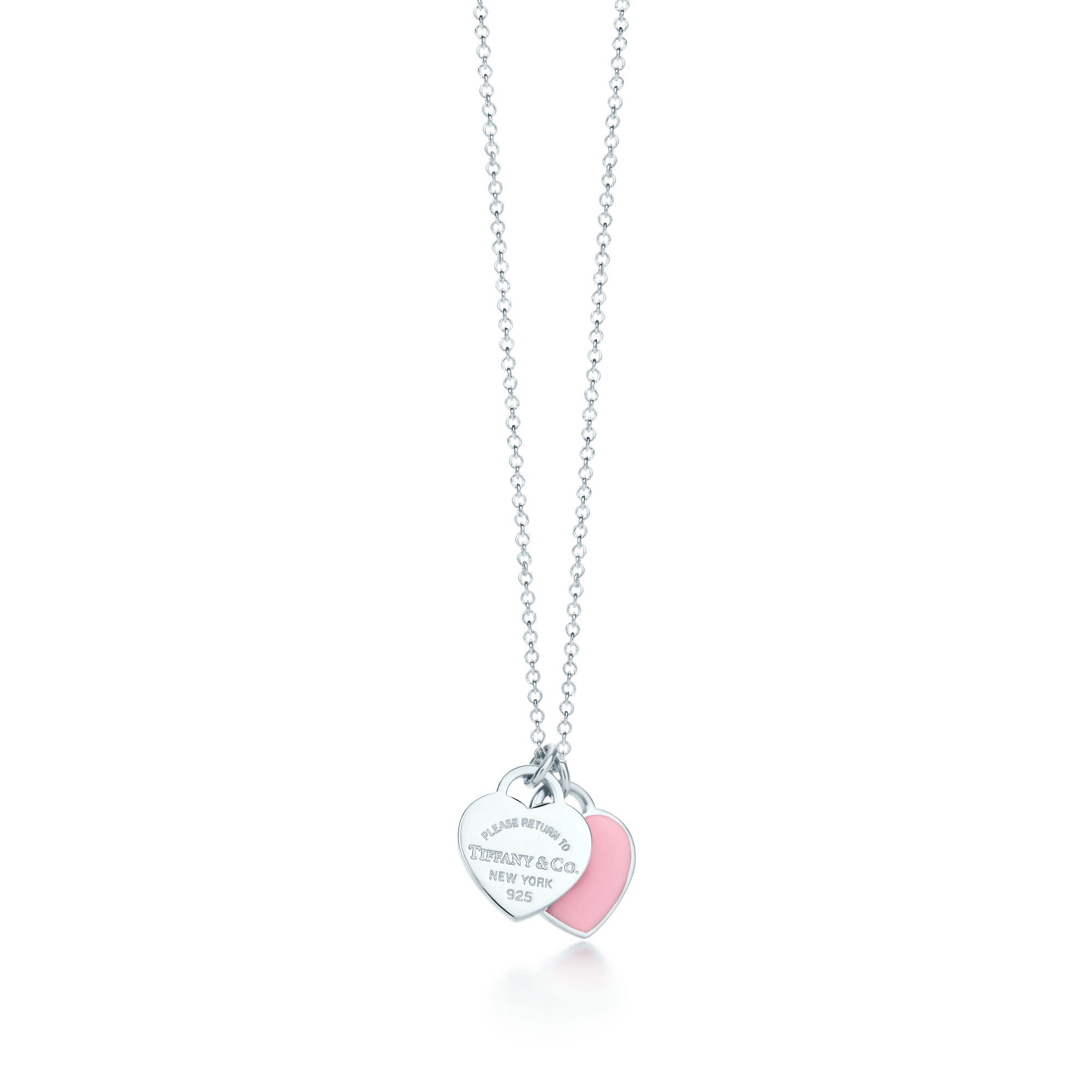 COLLIER TIFFANY & CO RETURN TO TIFFANY PINK DUBLE HEART WHITE GOLD