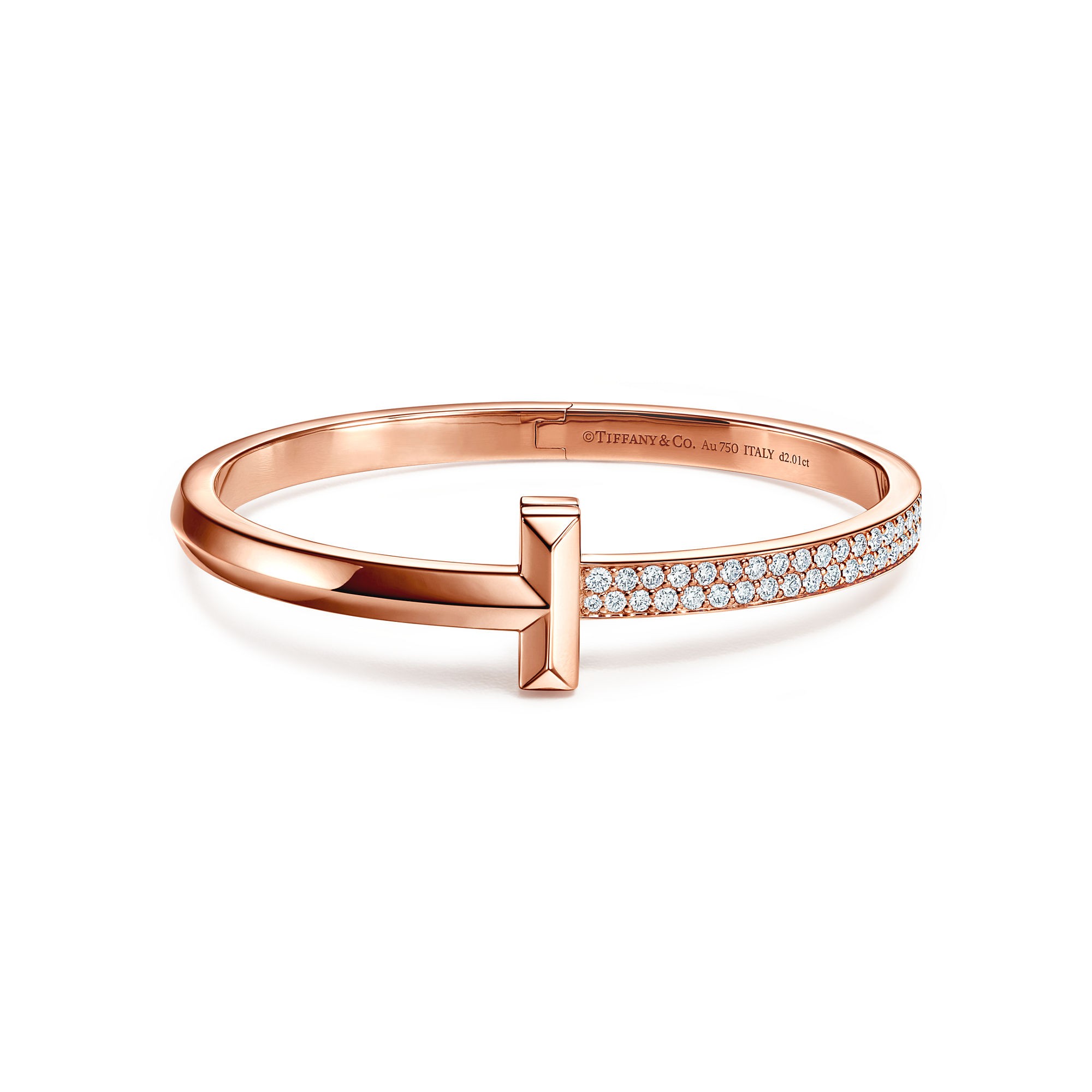 BRACELET TIFFANY & CO T JONC À CHARNIÈRE ÉTROITE GRAND MODELE ROSE GOLD