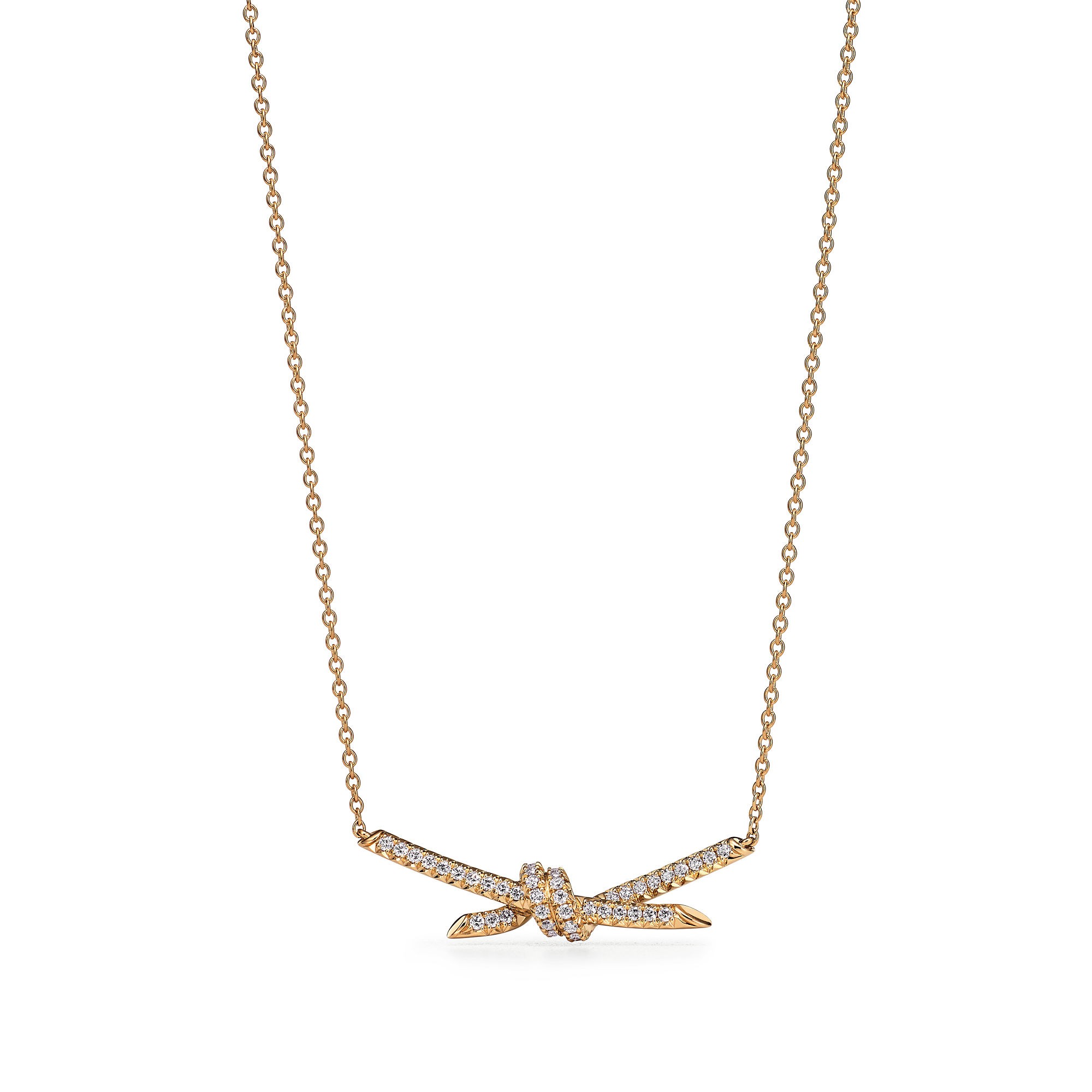 COLLIER TIFFANY & CO KNOT PENDENTIF DIAMONDS GOLD
