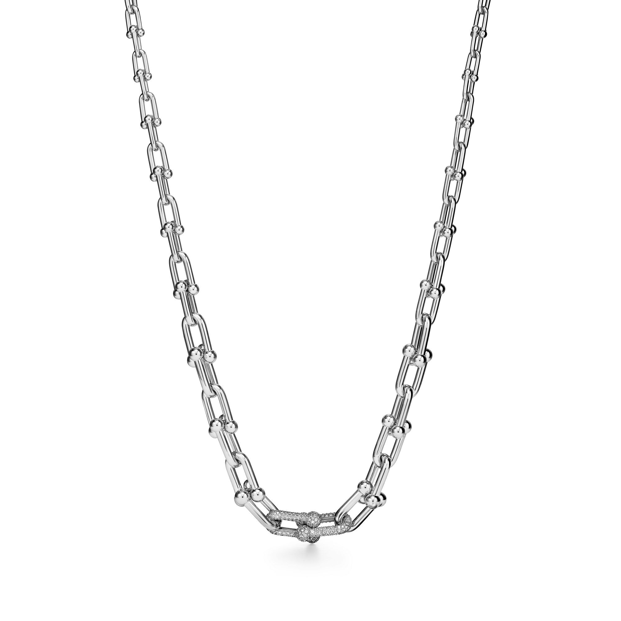 COLLIER TIFFANY & CO  GRADUATED LINK NECKLACE DIAMONDS WHITE GOLD