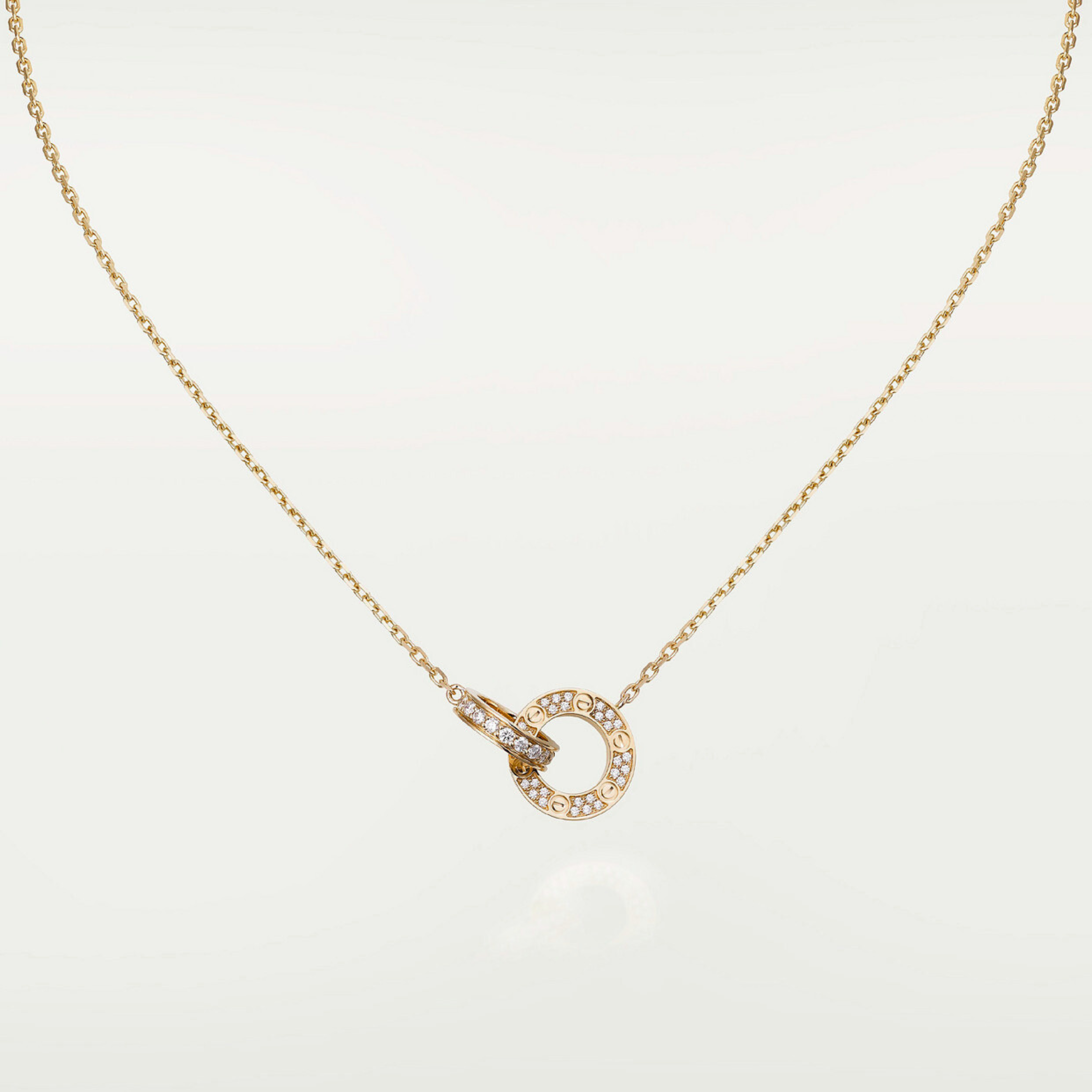COLLIER CARTIER DOUBLE PENDENTIFS AVEC STRASS LOVE GOLD
