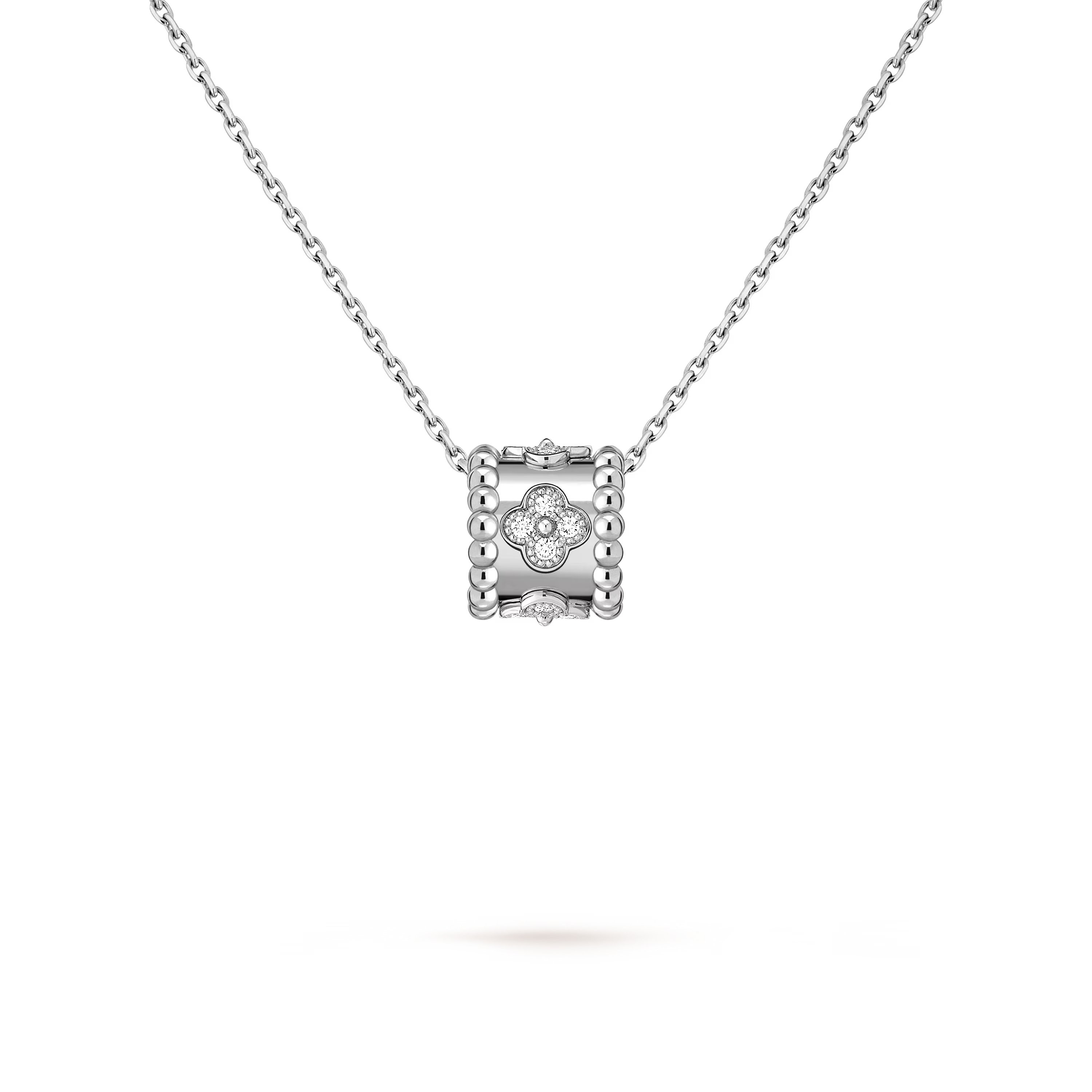 COLLIER VAN CLEEF PERLEE CLOVERS PENDANT WHITE GOLD