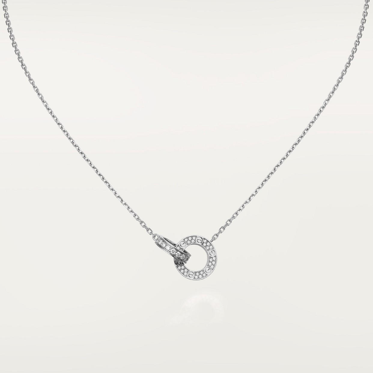 COLLIER CARTIER DOUBLE PENDENTIFS AVEC STRASS LOVE WHITE GOLD