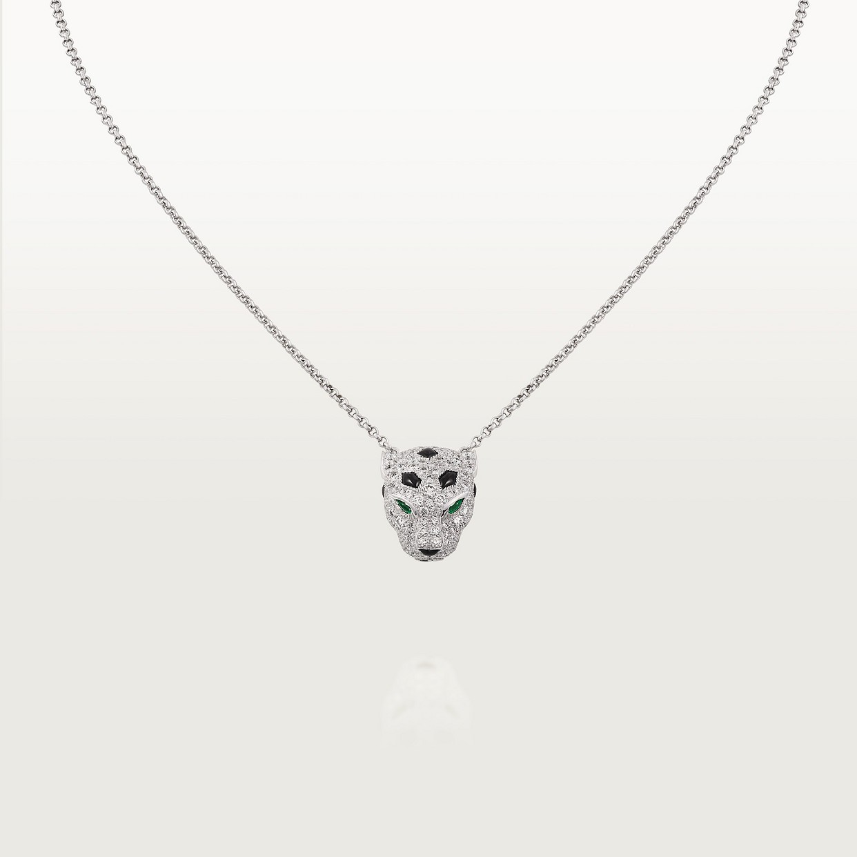 COLLIER CARTIER PANTHERE HEAD AVEC STRASS WHITE GOLD