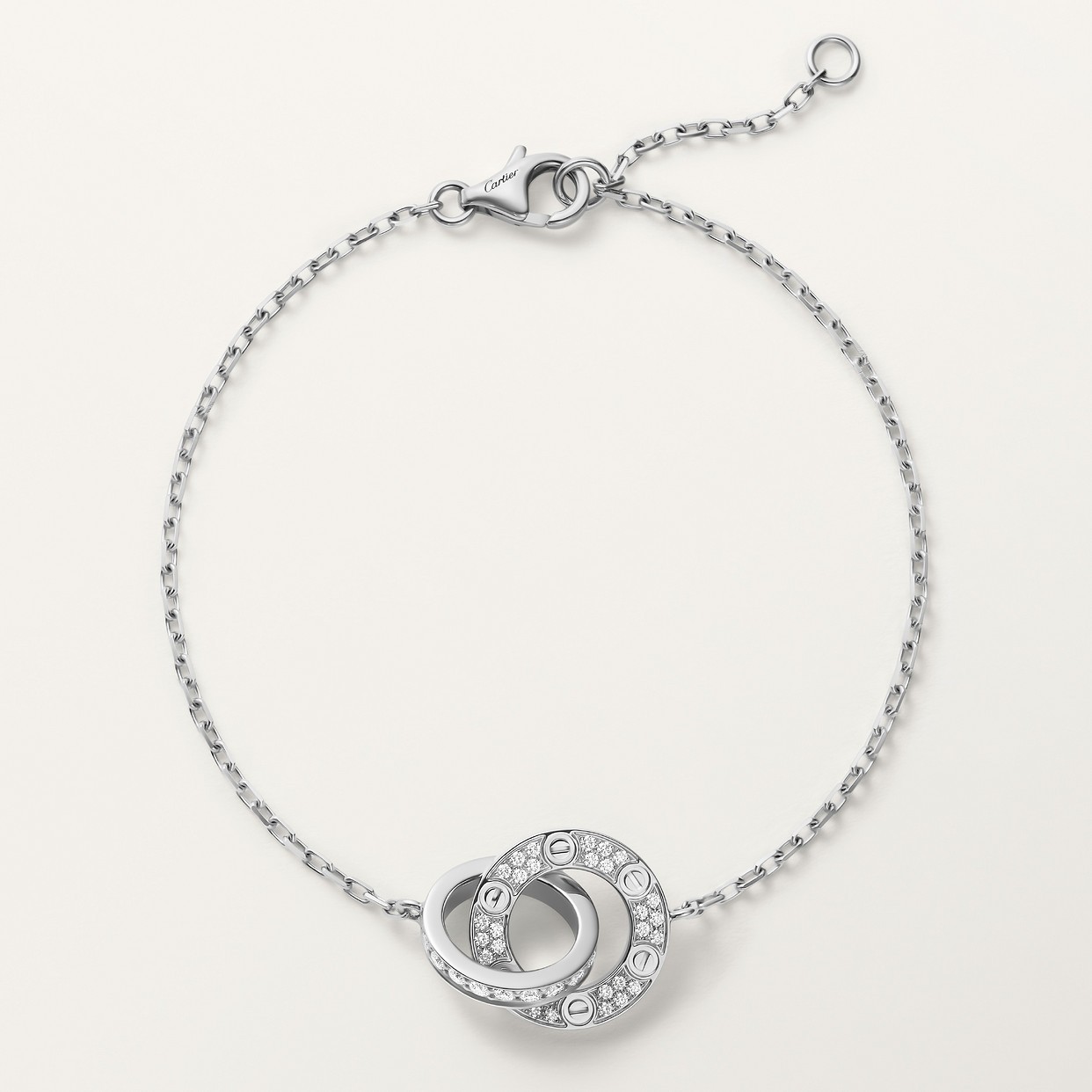 GOURMETTE CARTIER LOVE SEMI PAVE WHITE GOLD