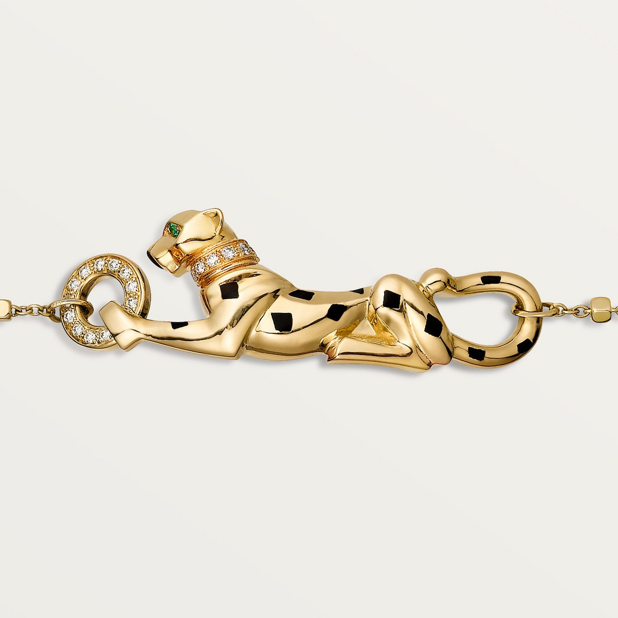 GOURMETTE CARTIER PANTHERE SUR CHAINE DIAMANTS GOLD