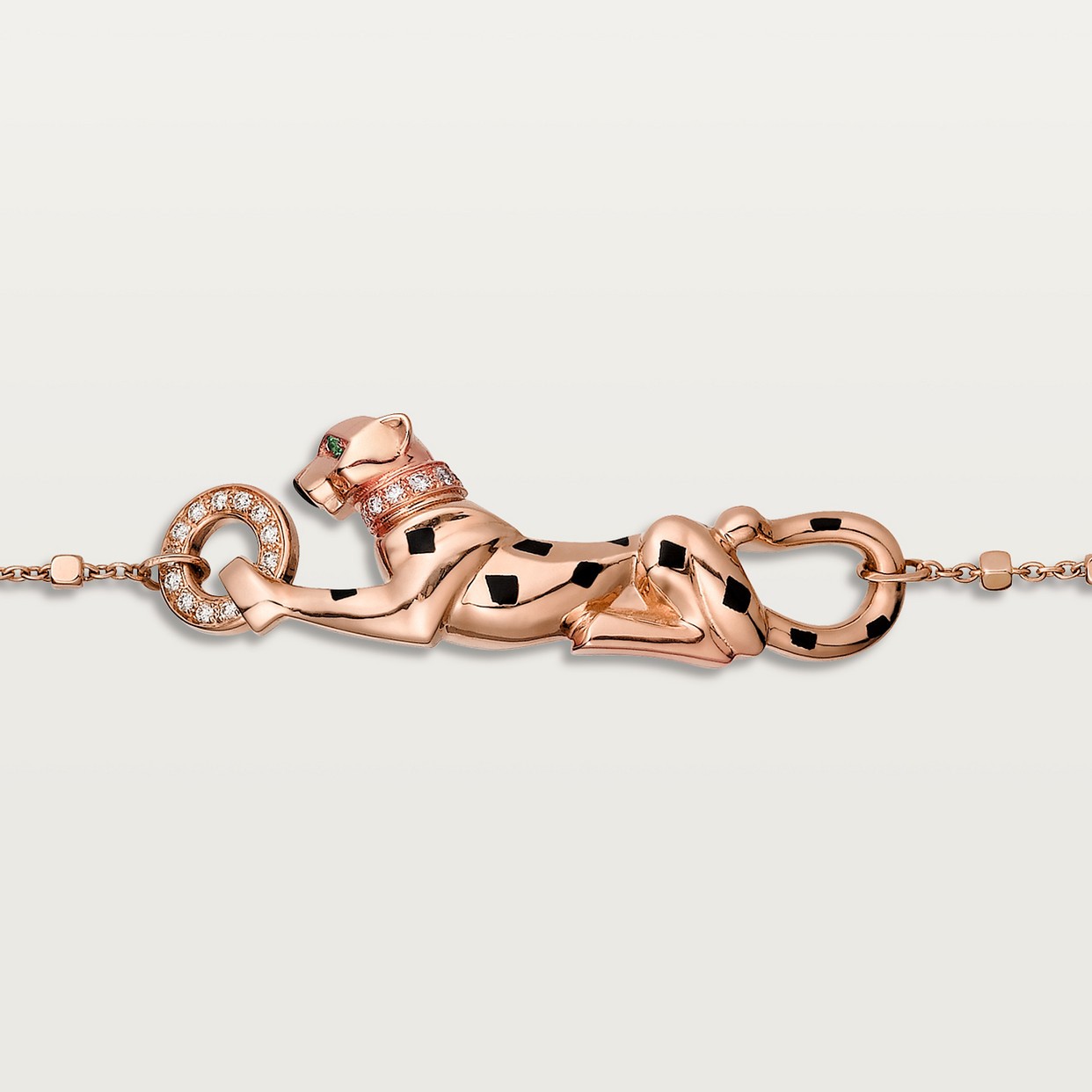 GOURMETTE CARTIER PANTHERE SUR CHAINE DIAMANTS ROSE GOLD