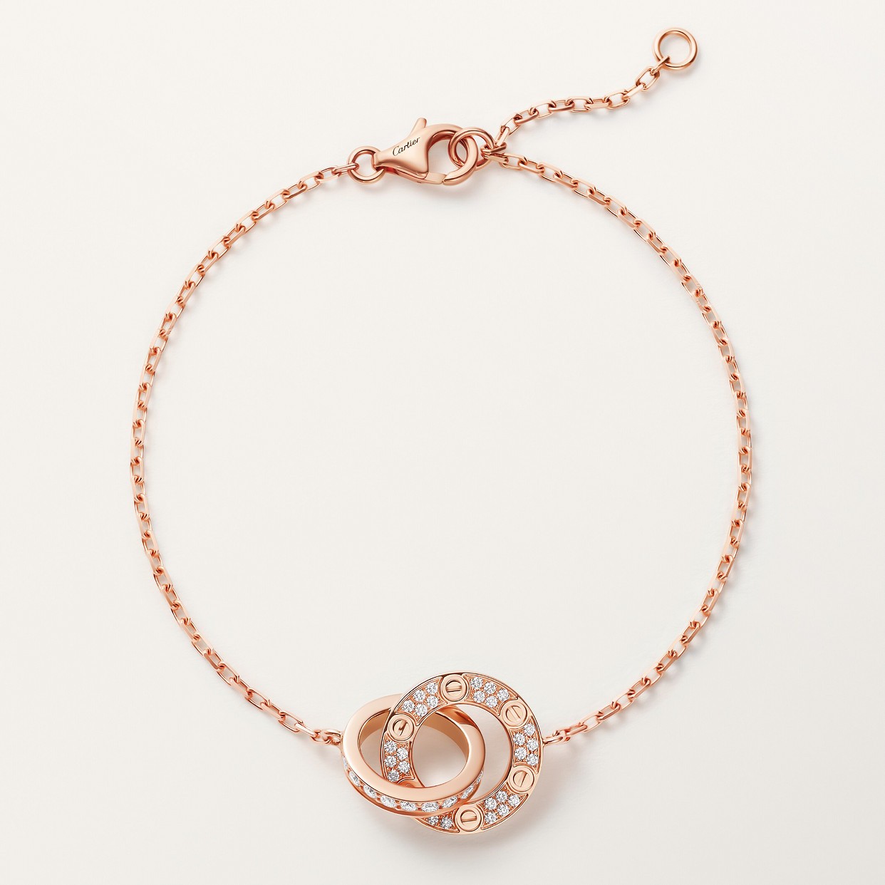 GOURMETTE CARTIER LOVE SEMI PAVE ROSE GOLD