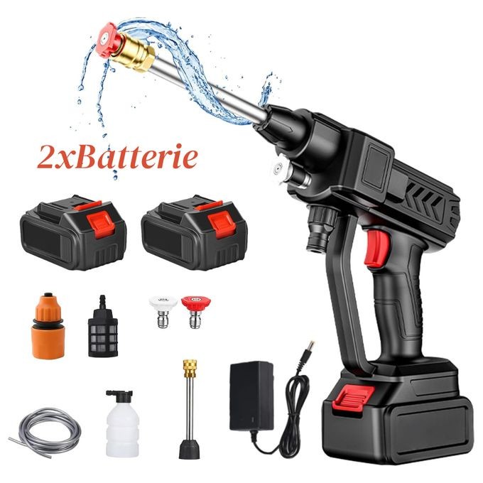 Pistolet de Nettoyage Haute Pression Sans Fil 48V avec 2 Batteries – Nettoyeur Portable pour Voiture et Usage Domestique
