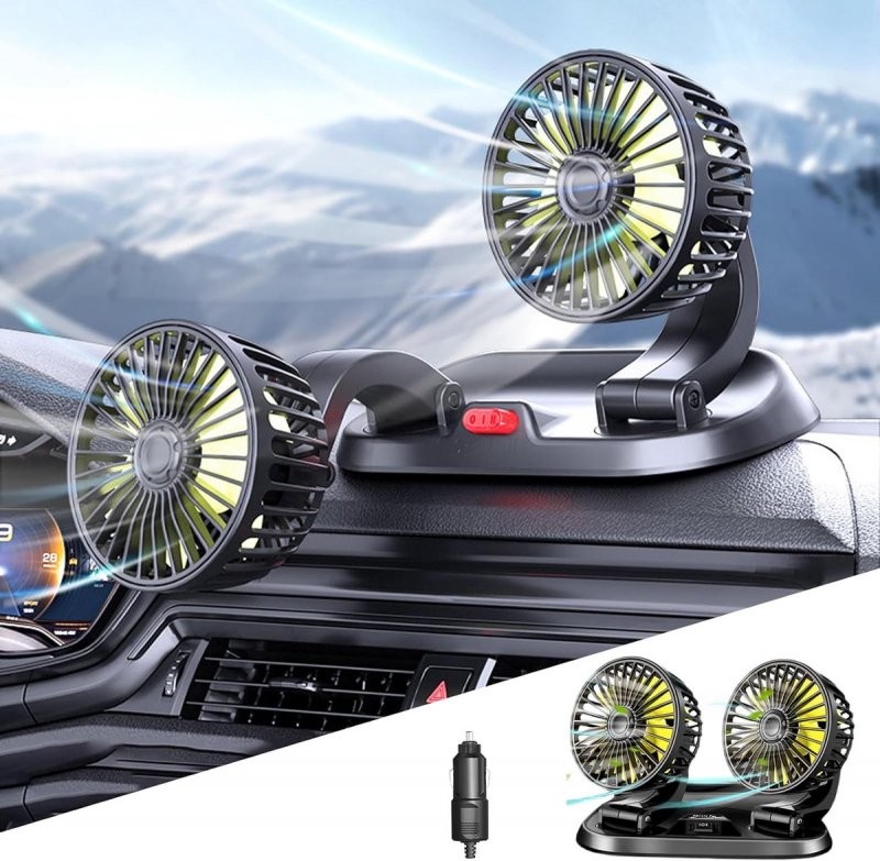 Ventilateur de refroidissement de voiture 5V 12V 24V, double tête, Usb, 2 vitesses réglables, refroidisseur automatique, accessoires de voiture, régulation du vent