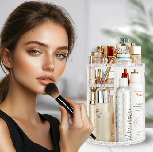 منظّم مستحضرات التجميل الدوّار 💄 – أناقة وتنظيم بلمسة واحدة ✨