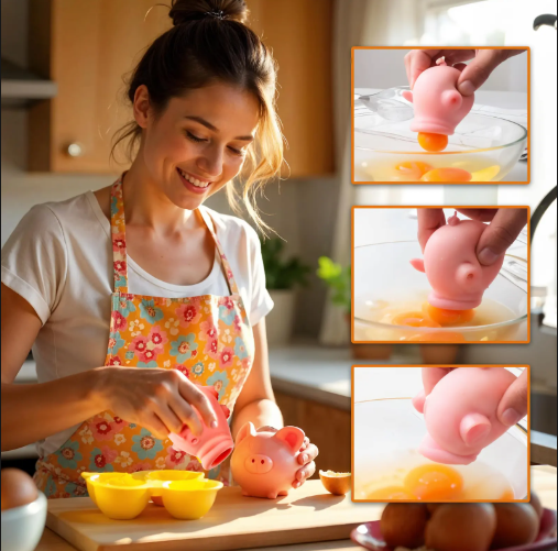 فاصل صفار البيض على شكل خنزير 🐷🍳 – عملي، ممتع ووظيفي