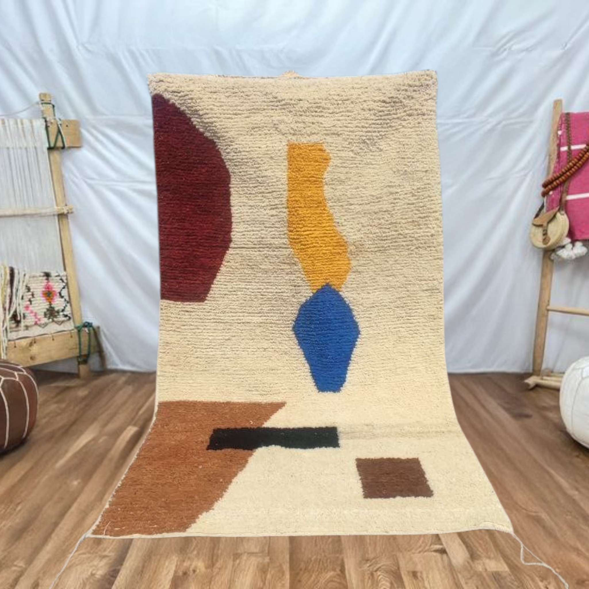 Modern Abstract Moroccan Rug – Handmade Wool Art for Boho & Minimalist Homes