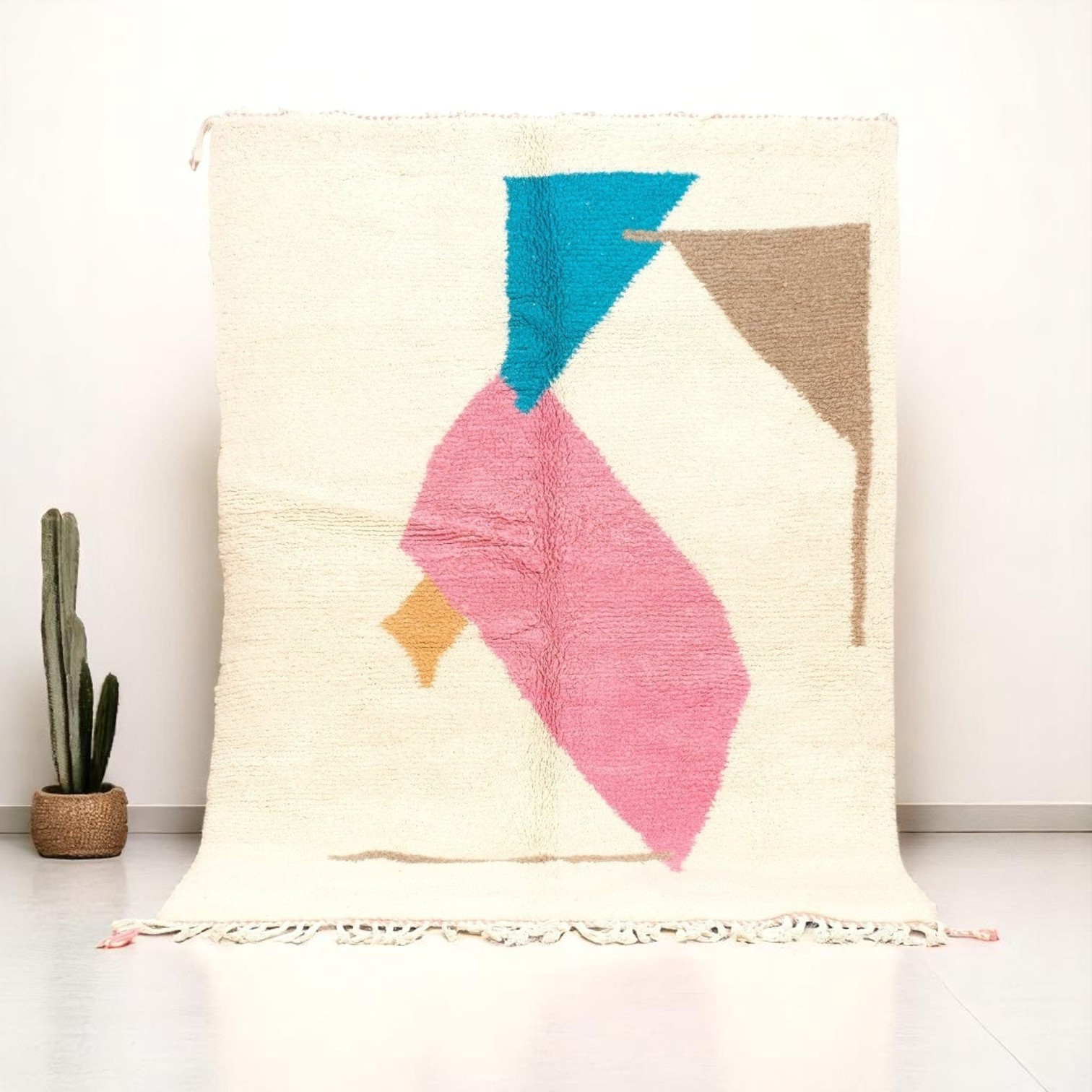Abstract Colorful Moroccan Rug – Handmade Berber Wool Carpet | Custom Modern Beni Ourain Rug | Artistic Moroccan Rug, Beni Ourain Carpet