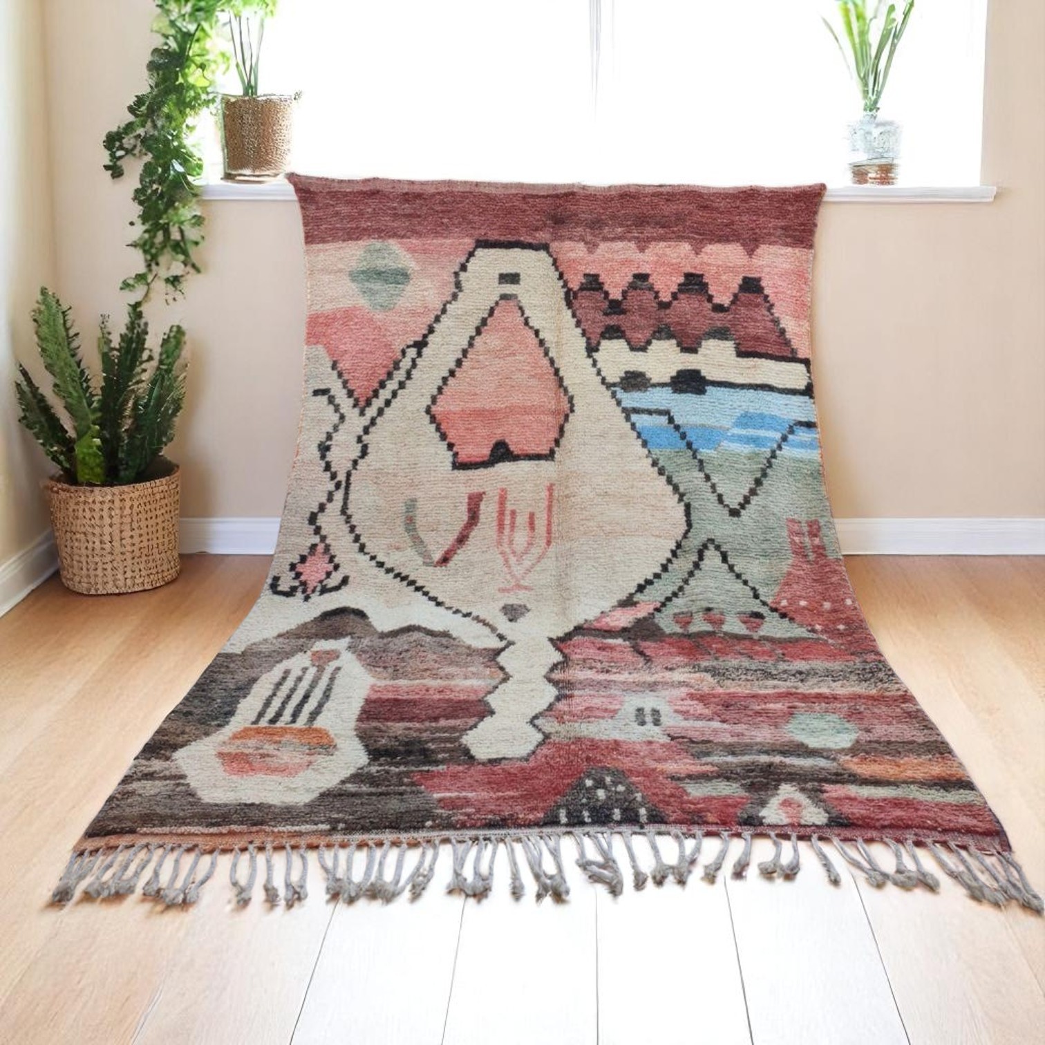 Custom Morrocan Rug, Beni Ourain Rug,Handmade Rug, Abstract Tribal Rug, Moroccan Berber Rug, Boujad Moroccan Rug, Moroccan Rug 8x10, Teppich