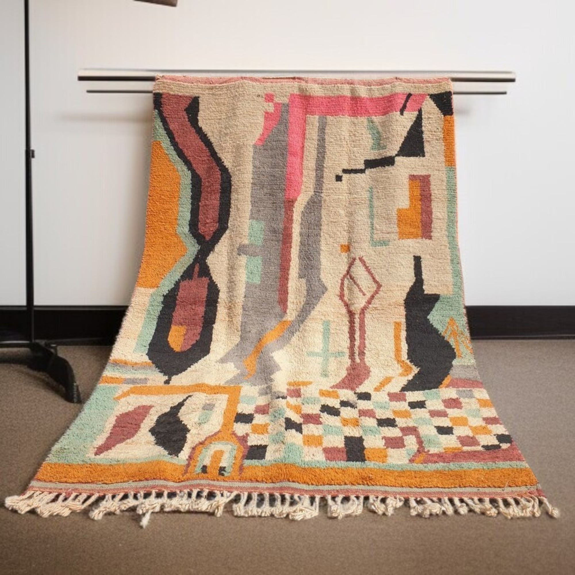 Custom Moroccan Beni Ourain Rug – Handmade Wool Carpet | Berber Tribal Design | 8x10 Area Rug | Boho, Minimalist, Scandinavian Vibe