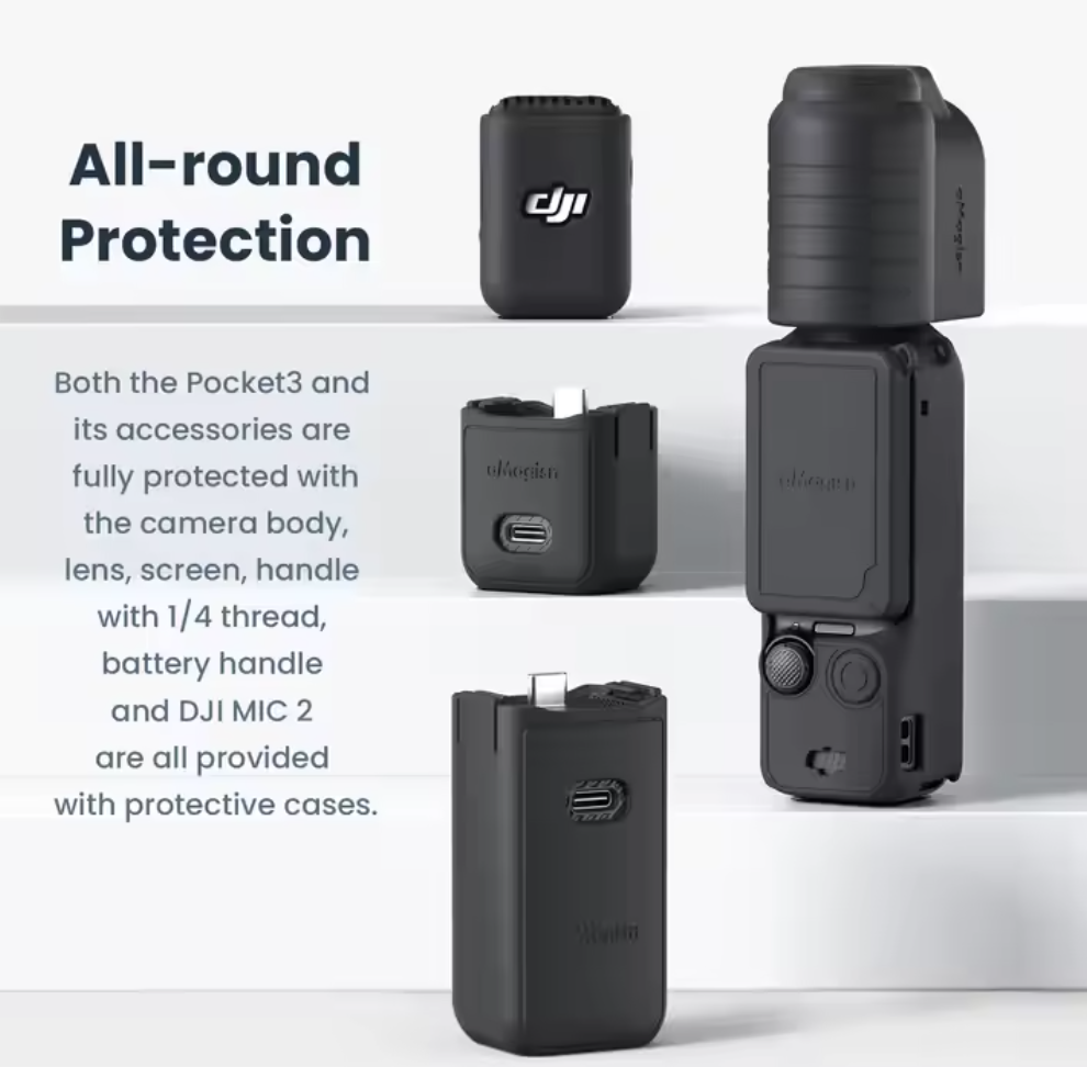 AMagisn Silicone Protective Case for DJI Osmo Pocket3 Black/Blue/Gray Silicone Case Accessories for Gimbal Action Camera