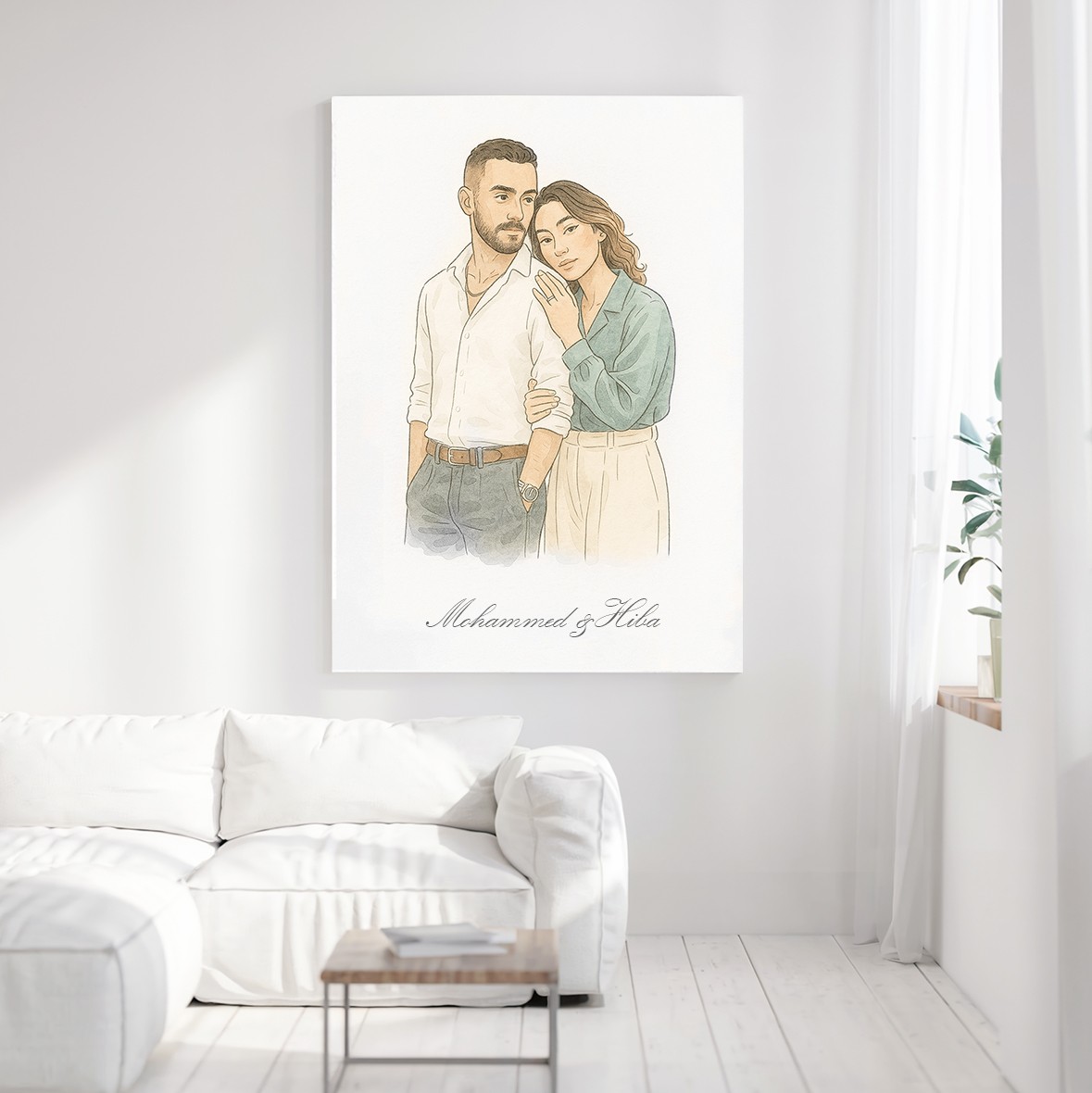 Portrait sur toile personnalisé et illustré à la main à partir de votre photo
