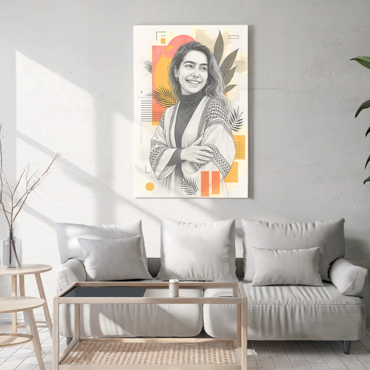 Portrait personnalisé sur toile en style géométrique et multimédia à partir de votre photo