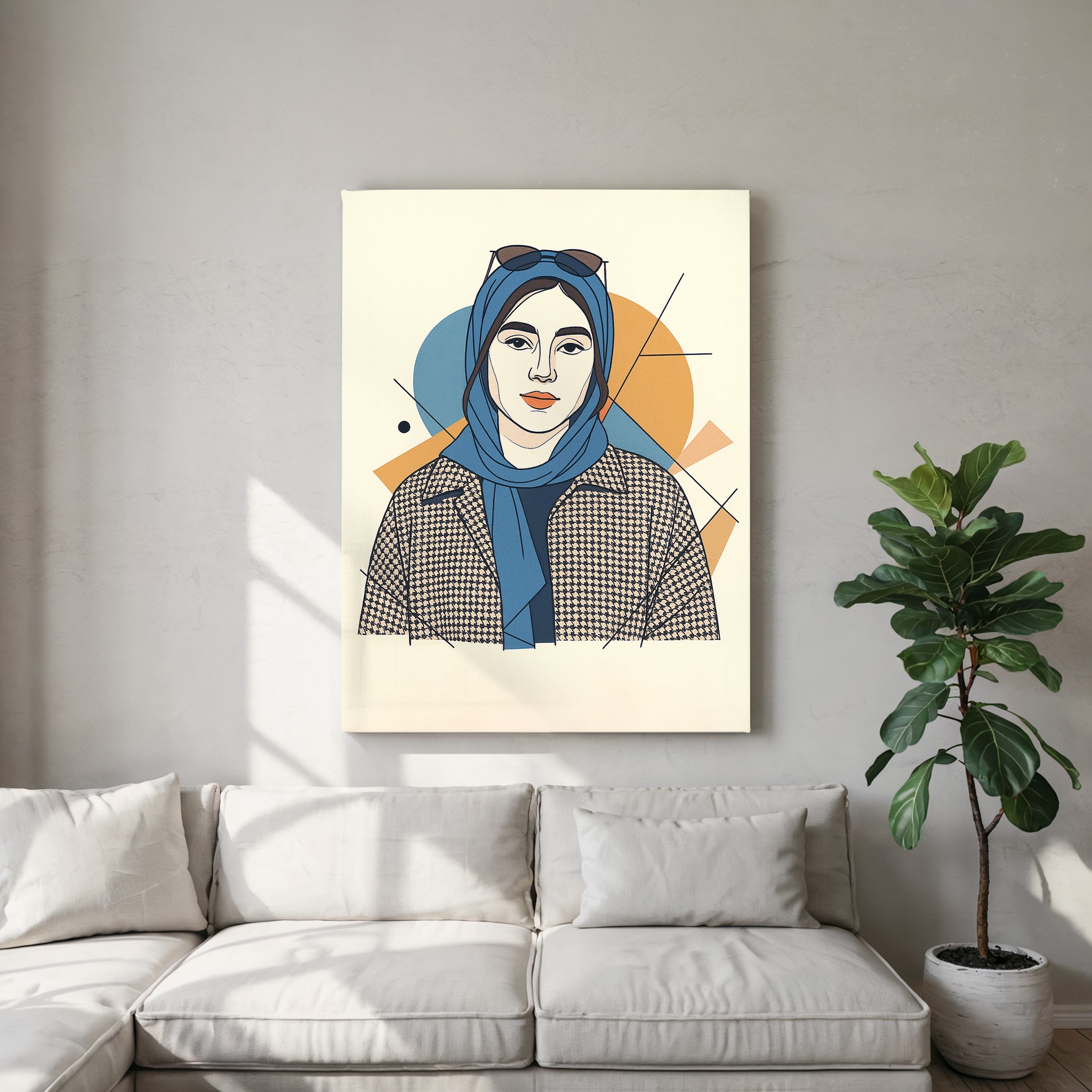 Portrait personnalisé géométrique aux couleurs plates sur toile d’après votre photo