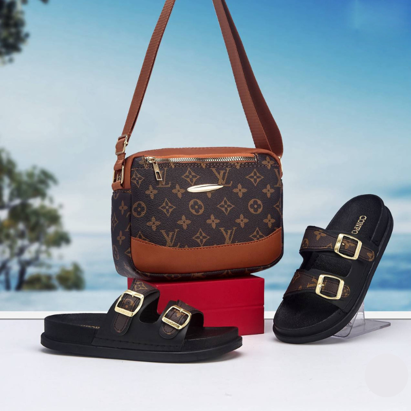 طقم حقيبة وصندل نسائي فاخر -  Pack LOUIS VUITTON 2