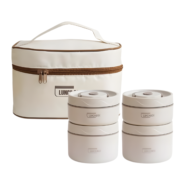 صندوق غداء من الفولاذ المقاوم للصدأ مع 4 حاويات وجبات معزولة مع حقيبة