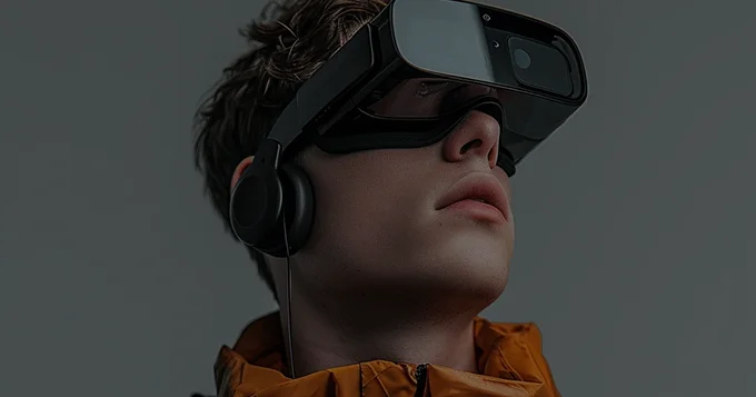 Store mockup background with VR headset